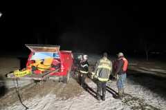 Emergency responders gathered at night — ice rescue 2024