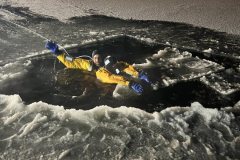 Aerial view of rescue boat on water — ice rescue 2024