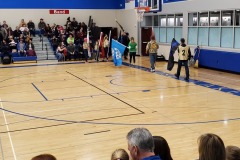 Indoor gymnasium with spectators in bleachers — donkey basketball fundraiser January 2020