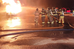 Firefighters battling intense fire — propane burn training November 2025
