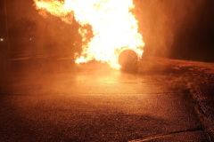 Intense flames erupting from ground — propane burn training November 2025